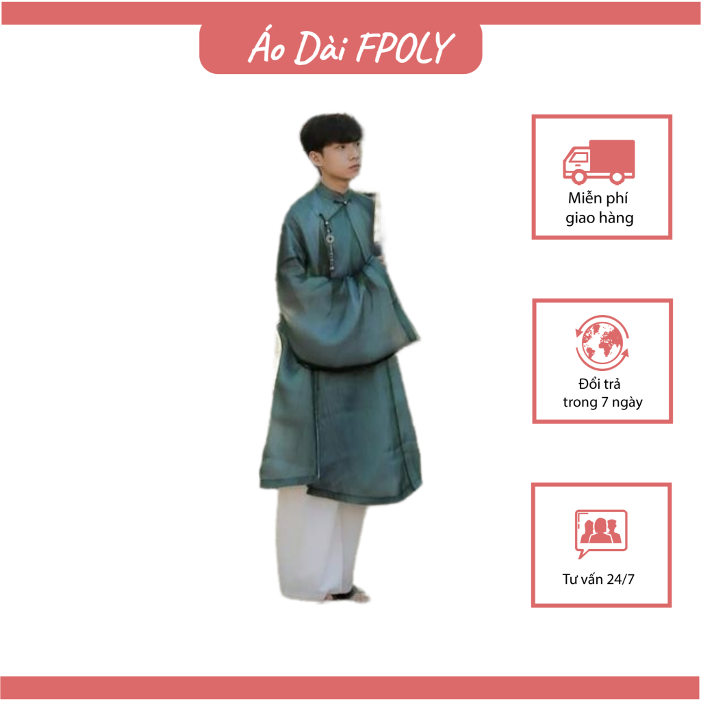 Áo dài nam Việt Phục bộ xanh rêu| Áo Dài FPOLY