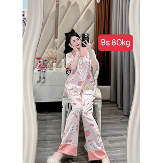 Đồ bộ mặc nhà 80kg, đồ bộ pizama, chất lụa mango chun's sleepwear
