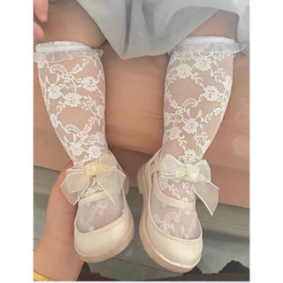  Tất ren mỏng kiểu dáng tiểu thư cho bé gái 0-3t 