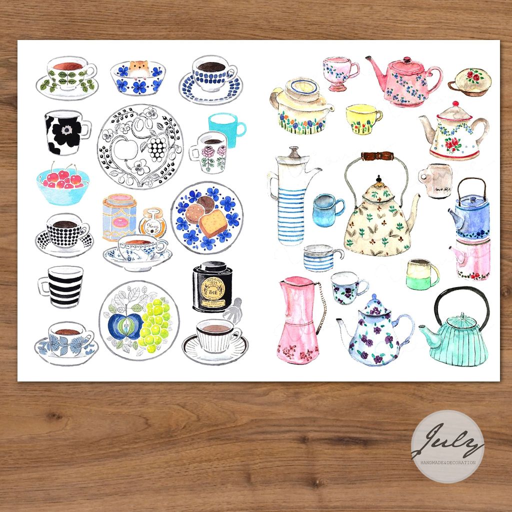 BỘ STICKERS KHỔ A4 - Pottery (Mã SP: 07161)