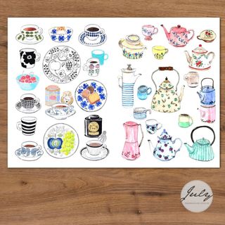 Bộ stickers khổ a4 - pottery