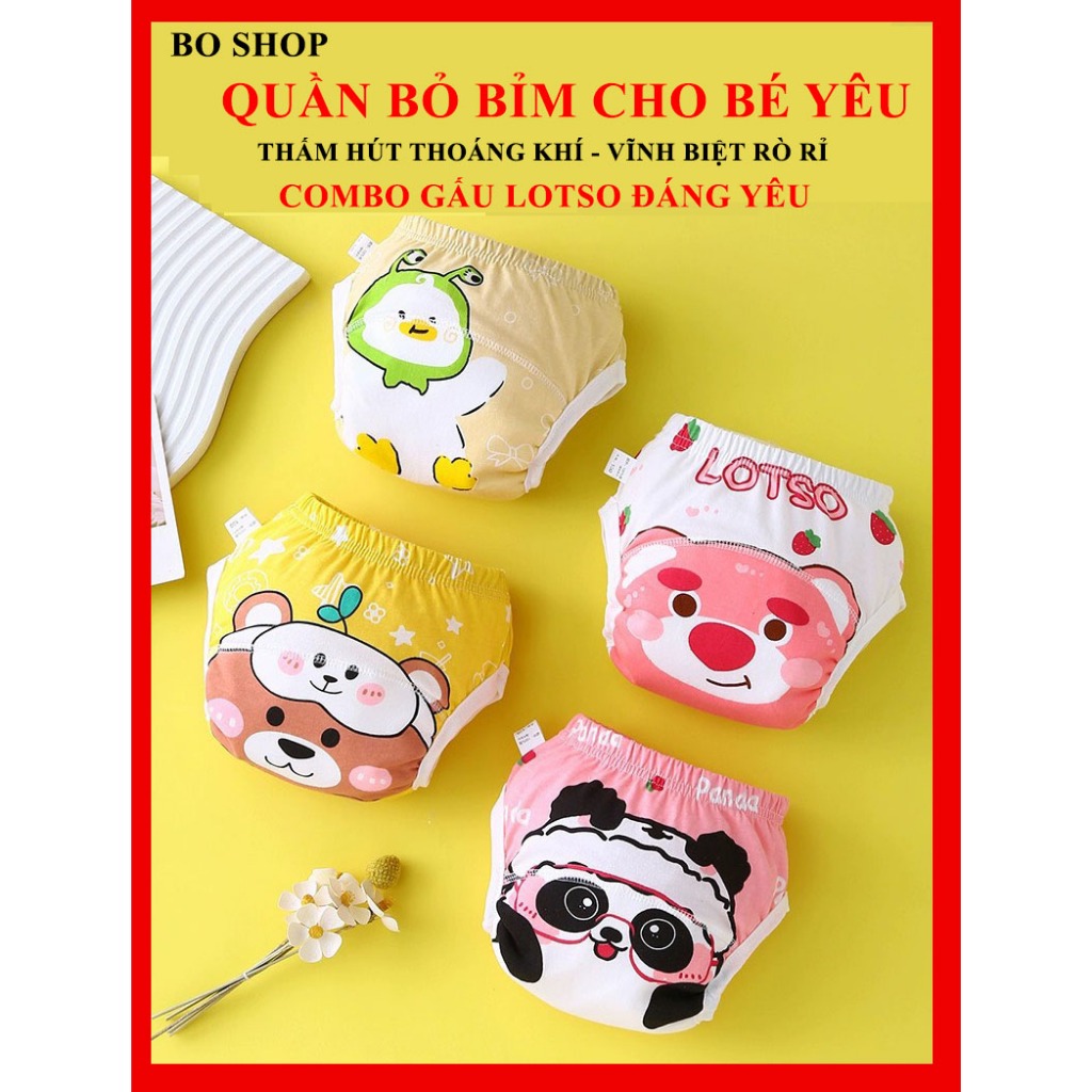   HỎA TỐC  Quần bỏ bỉm cho bé trai gái chính hãng nhiều lớp hút nước siêu thấm cừu vui vẻ gấu LOTSO 