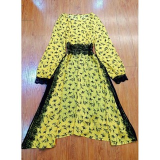 Đầm hoa vàng phối ren sz XL