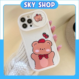 Ốp Lưng Iphone Cạnh Vuông Có Nắp Trượt Đậy Bảo Vệ Camera Cute Cat 7plus/8plus/x/xs/11/12/13/14/pro/max [ỐP CAM TRƯỢT]