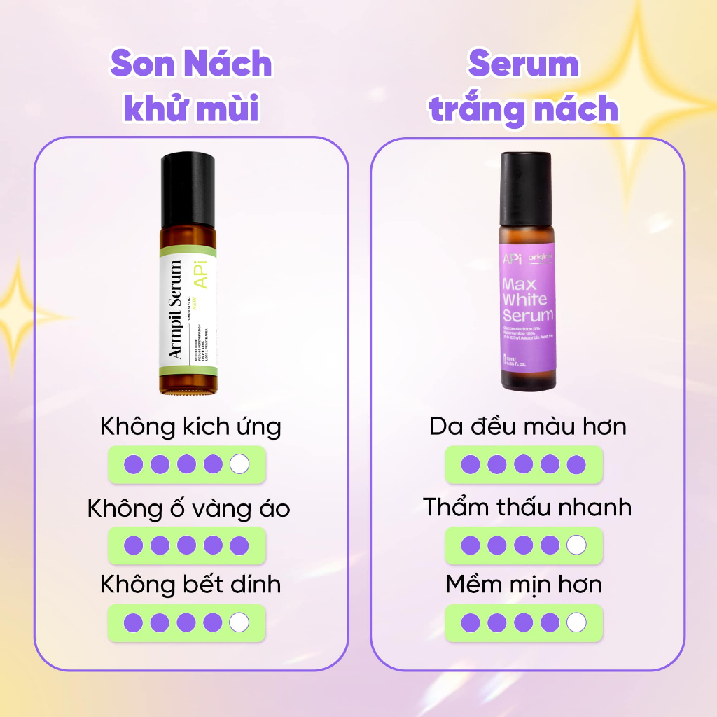 Bộ đôi khử mùi làm trắng nách API 15ml, Son nách API trắng nách, mờ thâm, cấp ẩm nách, combo khử mùi trắng nách