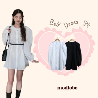 Váy kèm thắt lưng thiết kế đơn giản thanh lịch tôn dáng nữ tính Modlobe Belt Dress Hàn Quốc