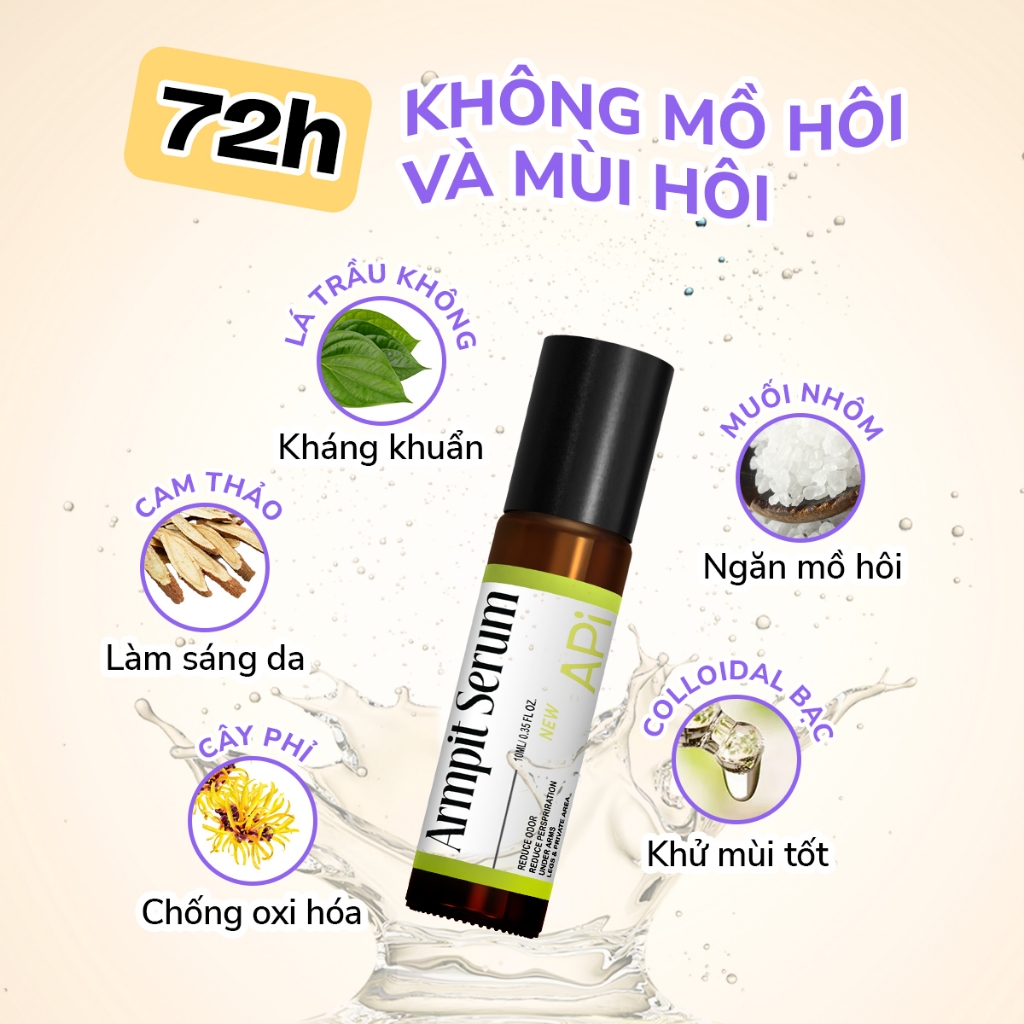 Bộ đôi khử mùi làm trắng nách API 15ml, Son nách API trắng nách, mờ thâm, cấp ẩm nách, combo khử mùi trắng nách