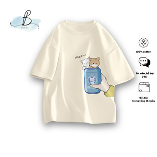 Áo Phông Miaoo~ Local Brand BWINDY  Phong Cách unisex tay lỡ form rộng cổ tròn oversize cotton 100%