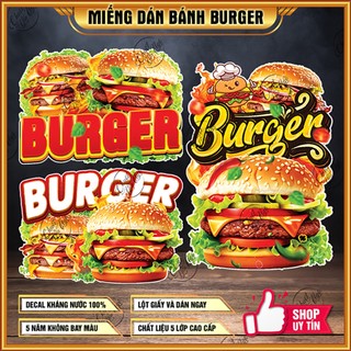Miếng dán bánh BURGER trang trí quán ăn vặt trang trí xe dán tường cửa kính decor bánh mì kẹp thịt hamburger