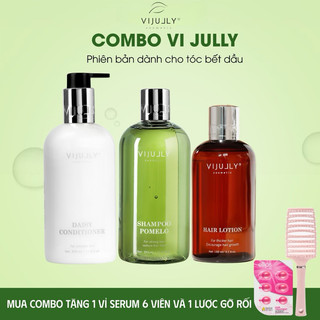 Combo Bộ Sản Phẩm Vi Jully gồm : Dầu gội bưởi, Dầu xả dừa, Tinh dầu bưởi Vijully