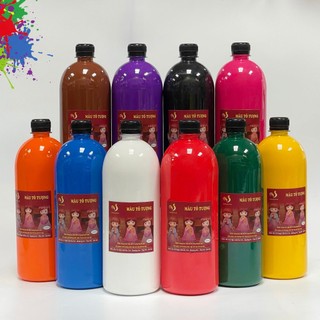 Bộ 20 Màu Tô Tượng Bóng HUNGACOLOR Chai 1000ml Loại Pha Sẵn Cao Cấp Có Kèm Vòi Nhấn/Nắp Bật