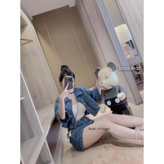 Set Áo Cup Ngực Croptop Tay Phồng Set Váy Jean Chân Váy Xếp Li Xoè Dáng Ngắn - Thời Trang Nữ Giá Rẻ