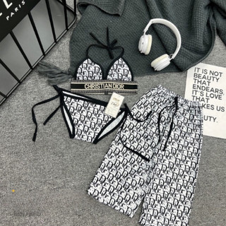 Đồ bơi bé gái, set bikini 3ct: bộ bikini 2 mảnh và quần xuông dài DIIOOR sang chảnh cho bé 8-30kh