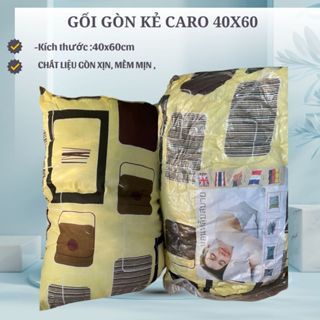  BỘ 2 GỐI NẰM GÒN KẺ CARO 40-60 CM - gối nằm gòn- gối gòn 
