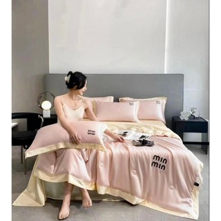 Set chăn ga phi lụa min min 4 món chăn trần hè nhập khẩu làm mát căn phòng ngủ