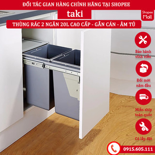 Thùng đựng rác thông minh gắn cánh, thùng rác đôi 2 ngăn 20 lít, thùng rác âm tủ - có thợ lắp