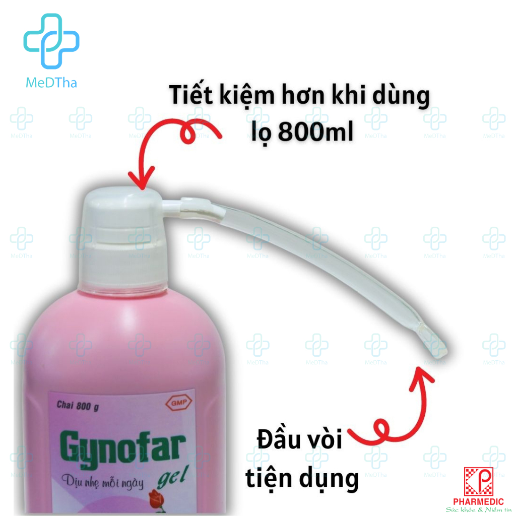 Dung Dịch Vệ Sinh Phụ Nữ Gynofar - Nước Rửa Phụ Khoa, Phòng Nấm, Ngứa, Mụn Nhọt, Rôm sảy (Chai 800ml)