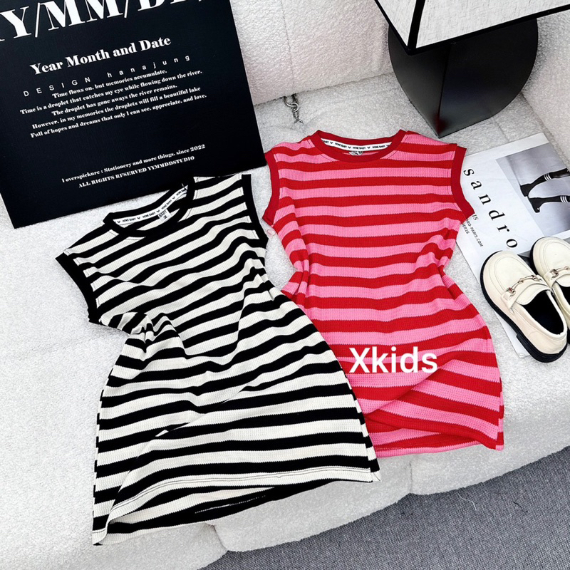 Xả Váy đầm kẻ sát nách CS30 cho bé gái