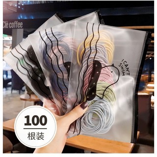 Dây buộc tóc sét 100 dây kèm túi zip dây cột tóc hàn quốc
