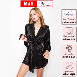 Áo choàng ngủ WANNABE áo khoác ngủ lụa phối ren mang lại vẻ trẻ trung hiện đại cho bạn gái KI005