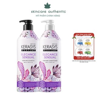 Dầu gội & dầu xả hương nước hoa hỗ trợ phục hồi tóc hư tổn kerasys 600ml perfume elegance & sensual shampoo