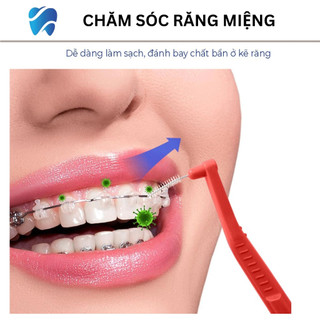 Bàn chải kẽ răng - Tăm chổi dành cho người niềng răng vệ sinh răng niềng loại tốt