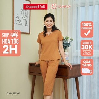 Bộ Đồ Mặc Nhà Nữ Cotton SUNFLY Áo Cộc Quần Ngố SP2111 SP2167