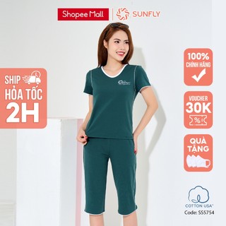 Bộ Đồ Mặc Nhà Thể Thao Nữ Cotton SUNFLY Áo Cộc Quần Ngố SS5705 SS5754