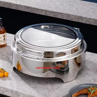 Nồi hâm buffet búp phê buffe tròn nắp kính thủy lực mặt kính rộng inox cao cấp - dùng điện