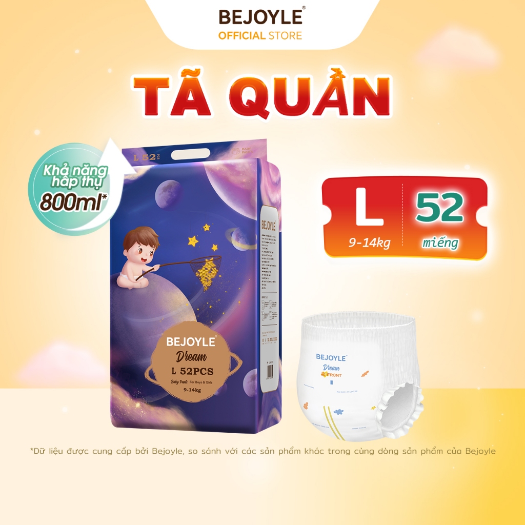 Bejoyle Tã Bỉm quần cao cấp nhẹ siêu khô thoáng cho trẻ sơ sinh Size S60