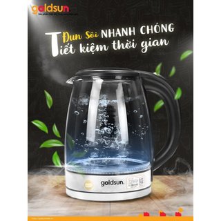 Ấm siêu tốc thủy tinh chịu nhiệt Goldsun GKT2601G dung tích 1,7L 1800W đun sôi nhanh, tự ngắt khi sôi
