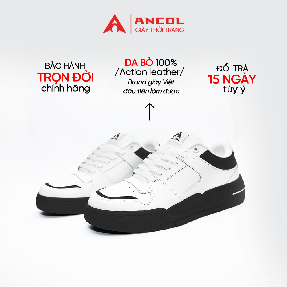 Giày Sneaker Thể Thao Ancol Xtreme MAGI Da Bò Action, Da Bê Nappa, Đế Cao Su Êm