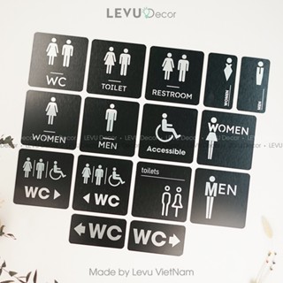 Bảng WC - Toilet - Restroom - Bathroom - Men - Women - Accessible - Biển Chỉ Hướng Nhà Vệ Sinh Levudecor