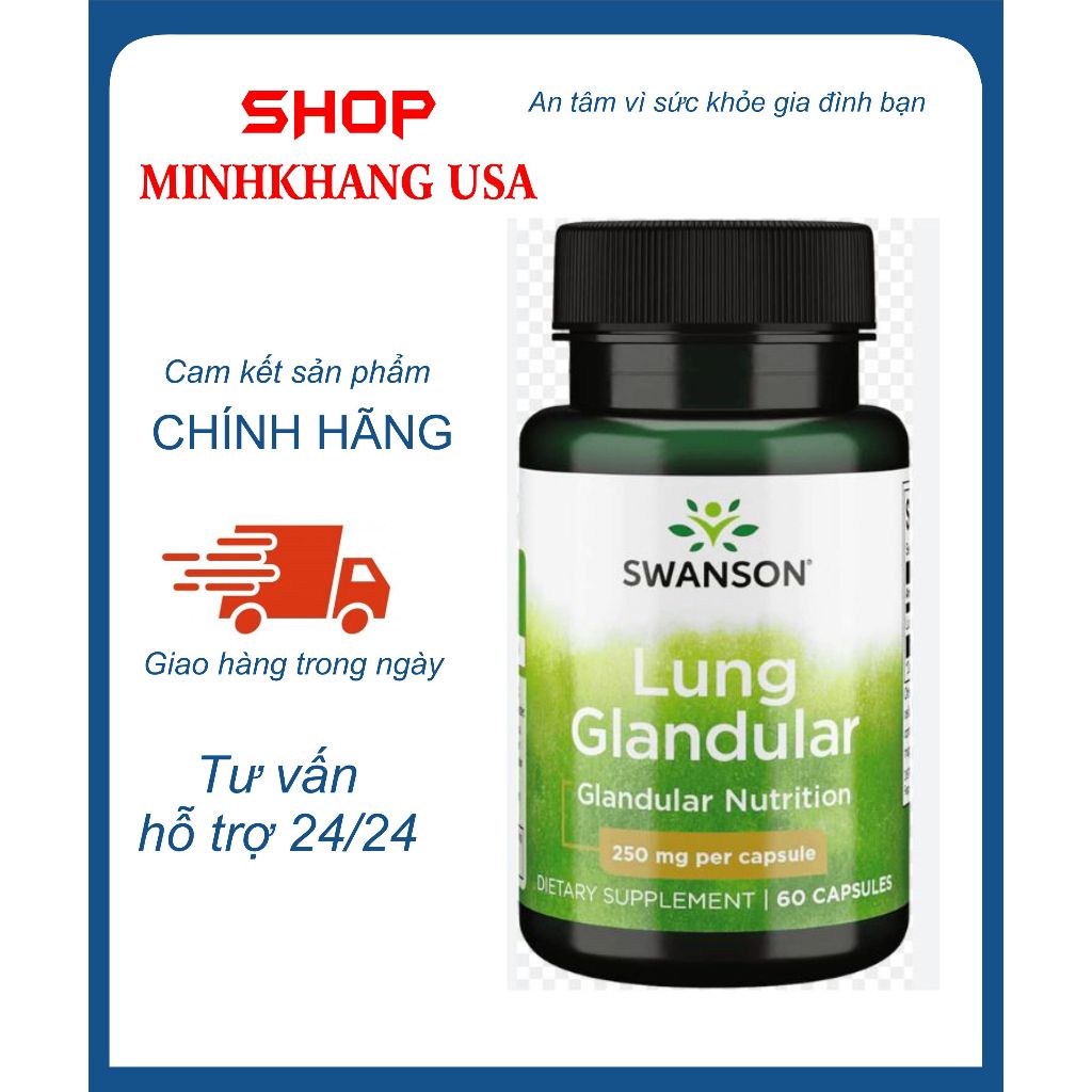 Viên uống bổ phổi Lung Glandular Swanson 60 viên