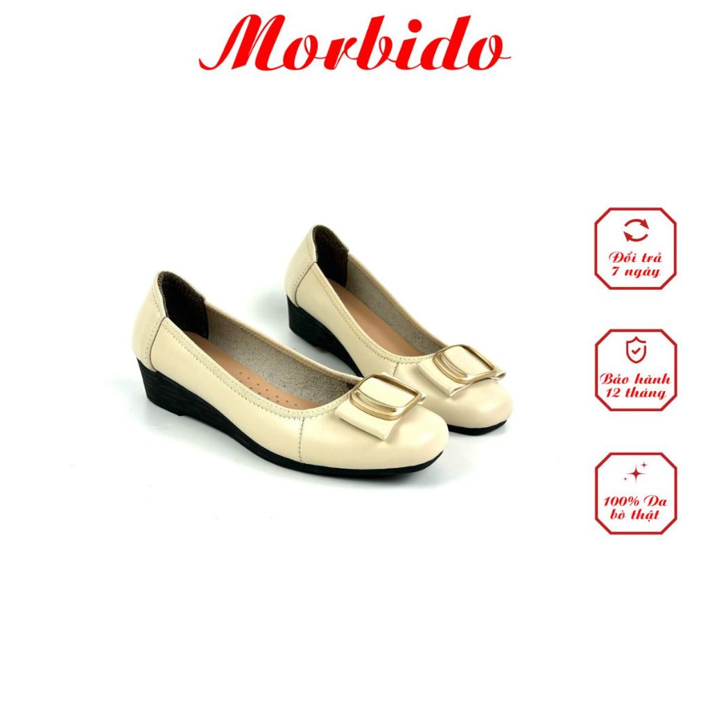 Giày Búp Bê Da Thật Đế Xuồng 3P - Giày Da Láng Mũi Vuông 3P Morbido M608