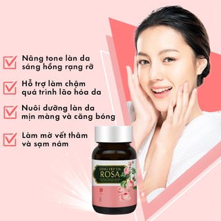 [Date 11/25] Viên Uống Rosa sáng mịn da tinh dầu hoa anh thảo đẹp da chống lão hóa