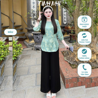 Đồ lam đi chùa gấm lụa vân hoa TINH NHI sang trọng và thanh lịch PP39