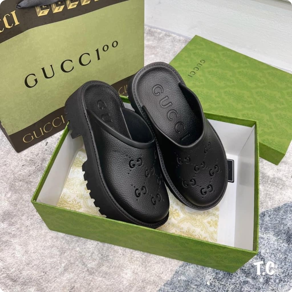 Dép Sục Gucci Nữ, Dép Sục Độn Đế Cao Su 5Cm Hàng Cao Cấp Thời Trang Dành