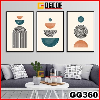 Tranh treo tường canvas khung gỗ 3 bức hiện đại tranh trừu tượng trang trí phòng khách phòng ngủ 360