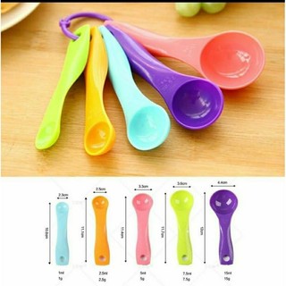 Bộ thìa đong nhựa cứng, chất đẹp 5 màu