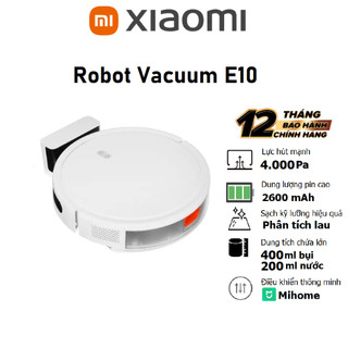 Máy hút bụi lau nhà Xiaomi Robot Vacuum E10 Lực hút 4000Pa Bản quốc tế - Hàng Chính hãng