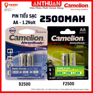Pin Sạc AA Camelion AlwaysReady dung lượng cao 2500mAh Pin Tiểu 2A dùng cho micro, khóa cửa từ, chuột, đồ chơi trẻ em