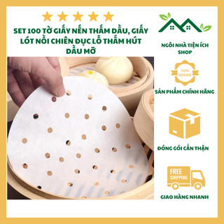 Set 100 tờ giấy nến thấm dầu, giấy lót nồi chiên đục lỗ thấm hút dầu mỡ - ngoinhatienich