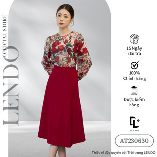 Áo Sơ Mi Công Sở LENDO Cổ Tròn Tay Dài Dáng Suông Rộng Chất Tơ Hoa Hồng AT230630