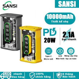 Sạc dự phòng trong suốt PD20W - 10000mA, sạc pin siêu nhanh, có Màn hình hiển thị pin LED（siêu rẻ）