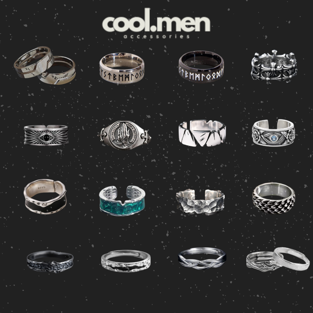 Nhẫn Titan Nam Cá Tính, Nhẫn Unisex  Không Gỉ Thời Trang Coolmen Nhiều Kiểu Lựa Chọn (Màu Bạc)