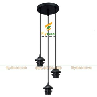 Bộ đế thả trần loại 3 đui, phụ kiện treo trần cho đèn mây tre đan