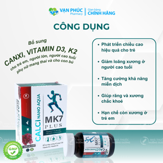 Viên Uống Bổ Sung Canxi, Vitamin D3 MK7 PLUS Dành Cho Trẻ Em, Người Lớn