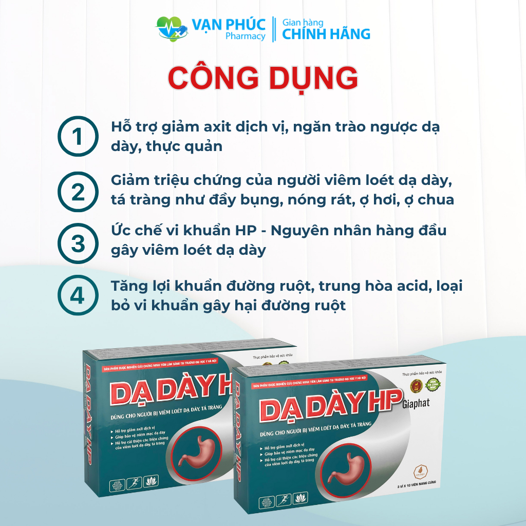 Viên Uống Dạ Dày HP Dùng Cho Người Bị Đau Dạ Dày, Viêm Loét Dạ Dày