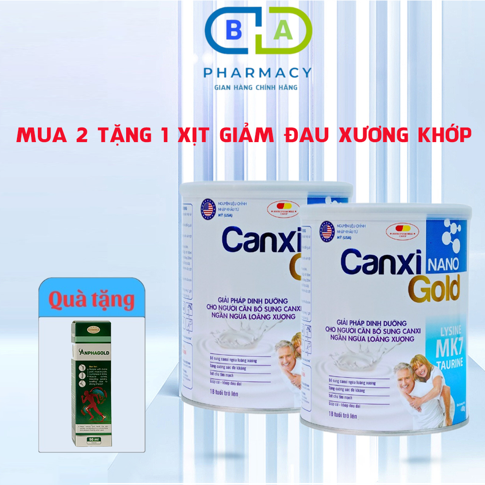 [Mua 2 tặng xịt khớp] Sữa Bột bổ sung canxi Cho Người Lớn CanXi Nano Gold 400g